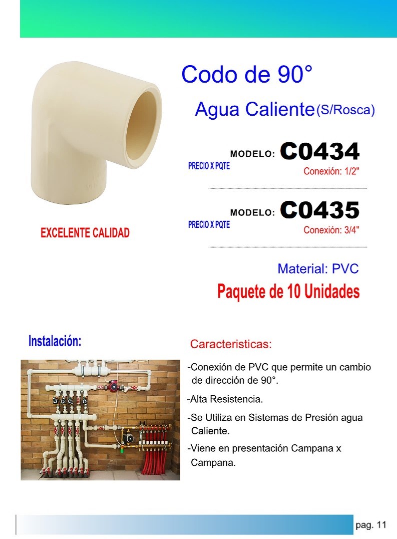 CODO 90° AGUA CALIENTE 1/2 (PAQ 10UND)