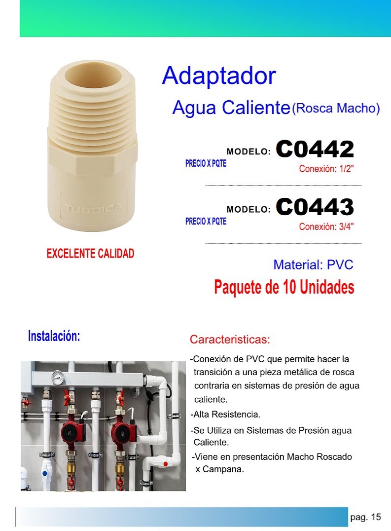 ADAPTADOR AGUA CALIENTE 1/2 ROSCA MACHO (PAQ 10UND)