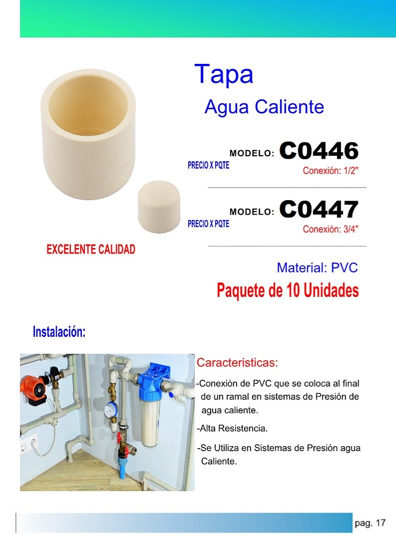 TAPA AGUA CALIENTE 1/2 (PAQ 10UND)