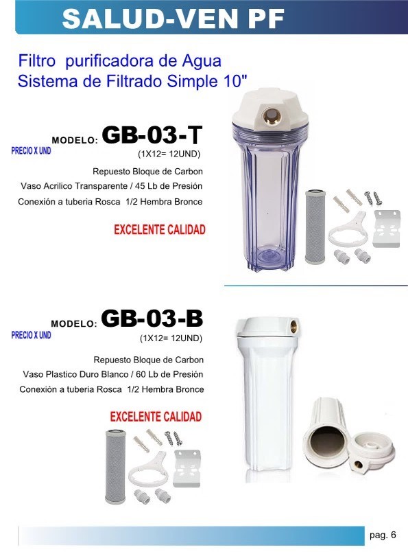 PURIF 10" TRANS SENCILLO - BLOQUE CARB - 45 LIBRAS - 1/2