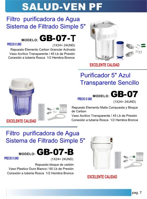 PURIF 5" AZUL TRANS SENCILLO  - MALLA - BLOQUE CARB - 45 LIB
