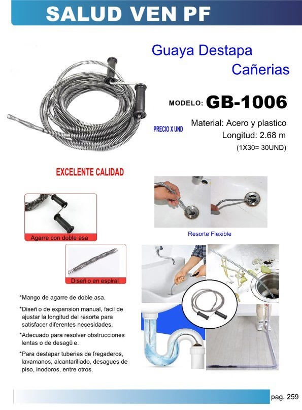 GUAYA DESTAPA CANERIAS MANUAL 2,68MTS ACERO