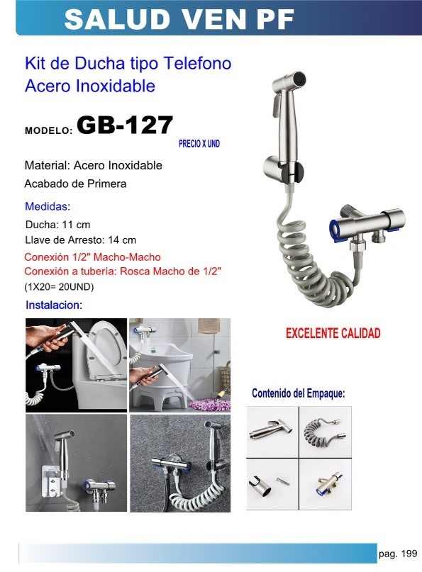 KIT DUCHA T/TELEFONO ACERO INOXIDABLE