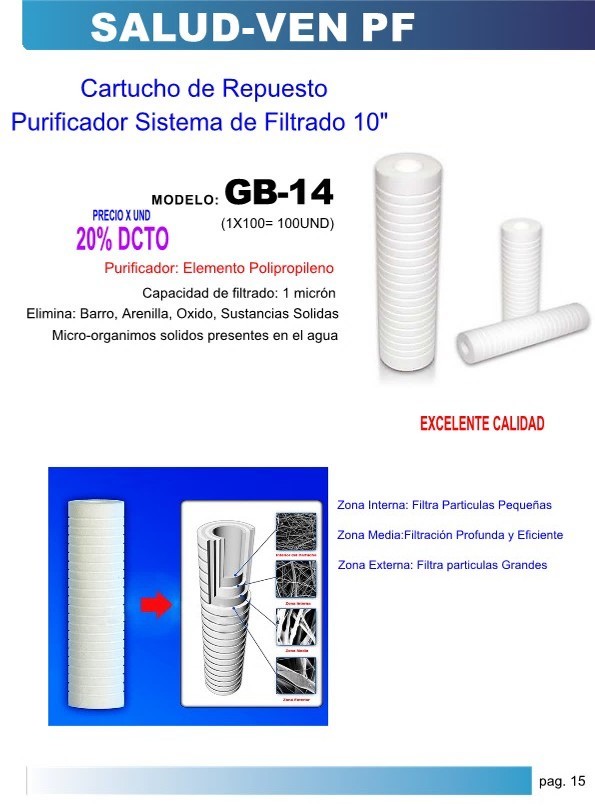 CART. REP 10" POLIPROPILENO/R - 1 MICRON - BARRO ARENILLA  O
