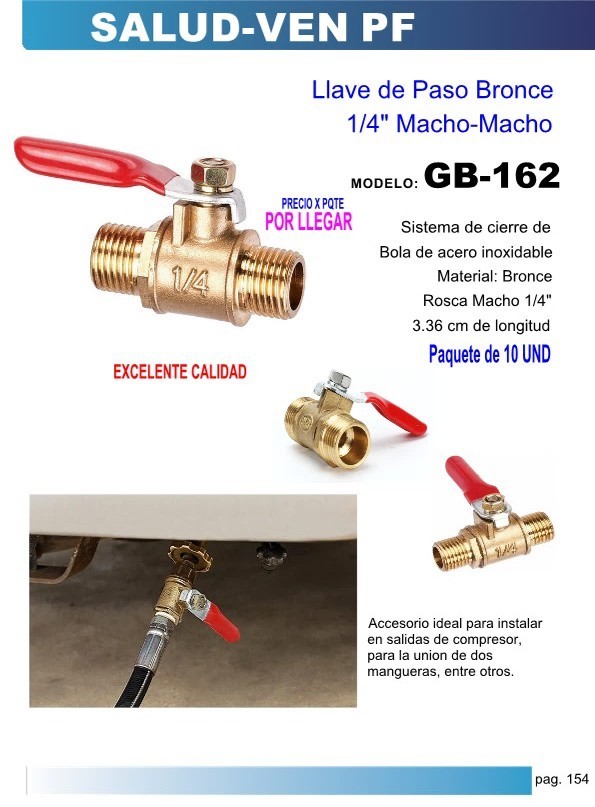 LLAVE PASO BRONCE 1/4 M-M - 10UND