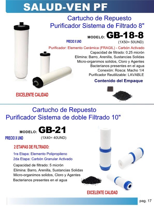 CART. REP 8" CERAMICA CARB ACTIV - R1/4 - 0,25 MICRON - LAVA