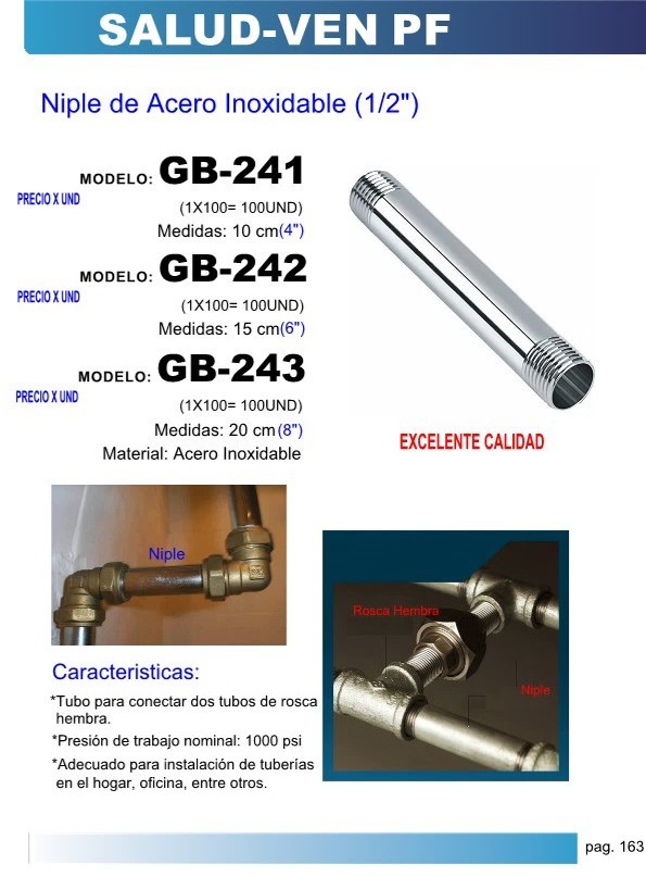 NIPLE 1/2X20CM ACERO INOX
