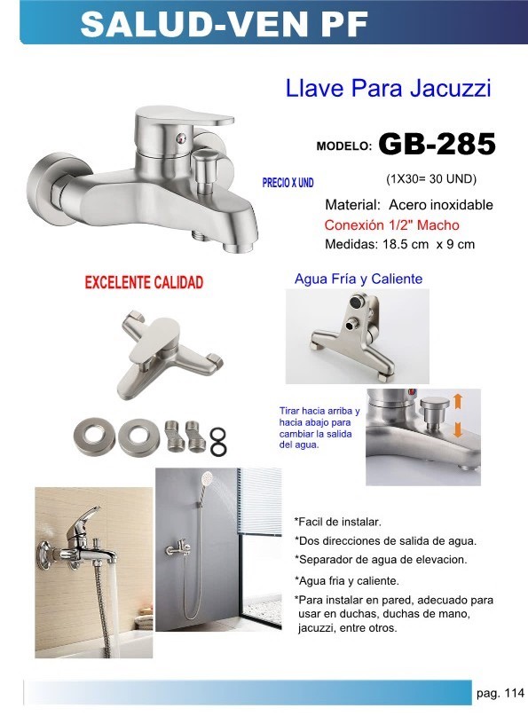 GRIF P/JACUZZI LUJO ACERO INOX 1/2 18X9CM