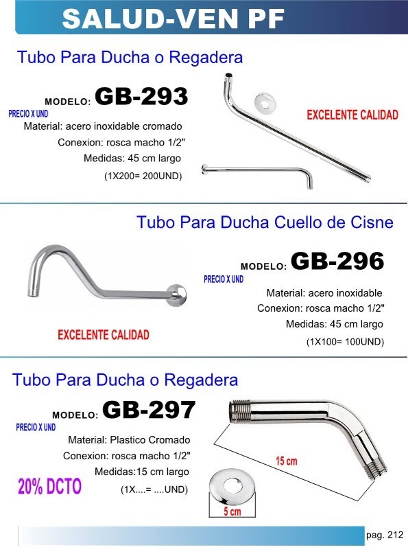 TUBO PARA DUCH/REG PLAS/CROM 18cm