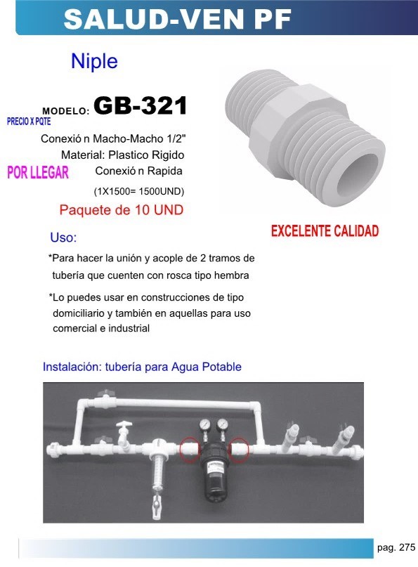 CONEX PLAST 1/2X1/2 MACHO (NIPLE CORR PL) 10UND