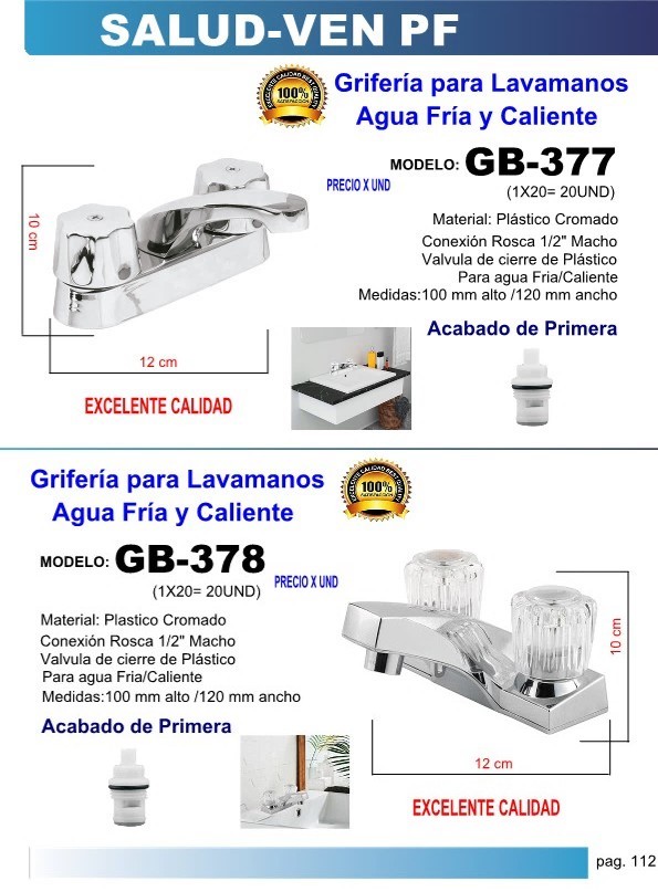 GRIF.DOBL LAVAM,CLL,RECT,FR/CAL 10X12CM PLAST CROMADO