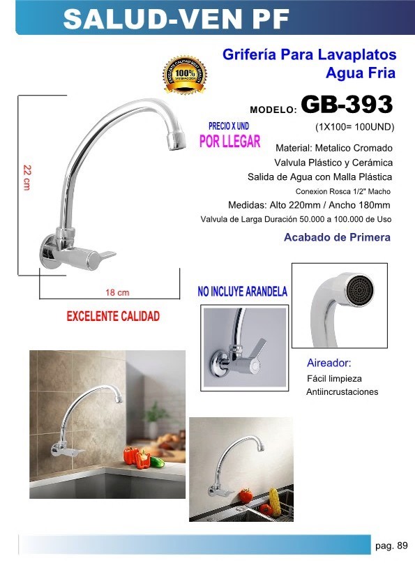 GRIF LAVPL/CLL/CIS/FR/,ACERO INOX 1/2 PARED