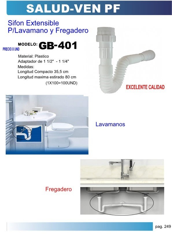SIFON EXTENS P/FREG PLAST 1 1/2X 1 1