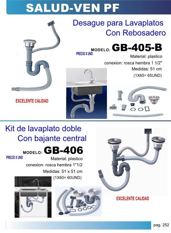 COMBO KIT DESAGUE GB-405 Y CESTA GB-410