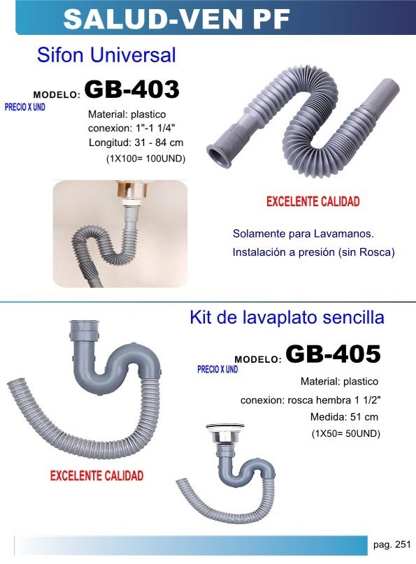 KIT FREGAD 1 1/2 LUJO PLAST 51CM