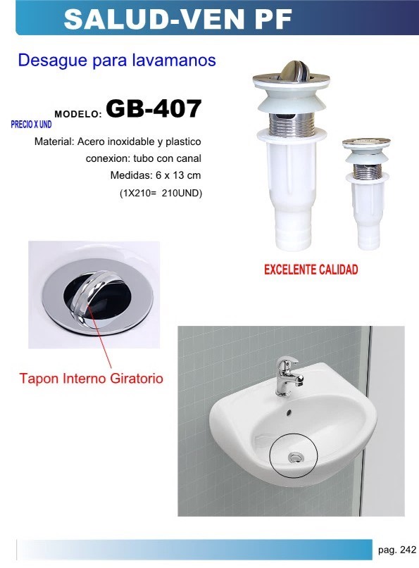 DESAGUE LAVAM ACERO/INOX Y TUBO PLAST  6