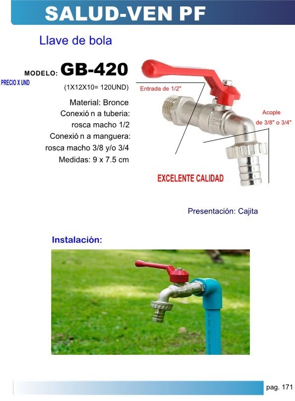 LLAVE CHORRO BOLA/BRON/CONEX TUB 1/2