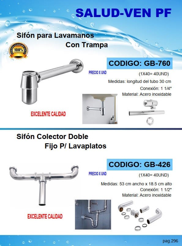 SIFON COLECTOR DOBLE FIJO P/LAVAPLATOS - METALICO