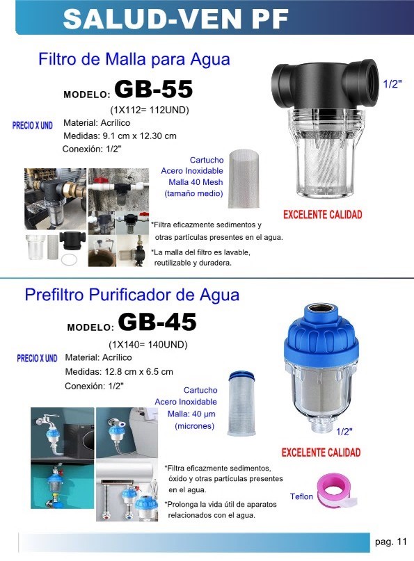 PREFILTRO AGUA 13X6,5CM 1/2 ACRILICO - CARTUCH ACERO 40 MICR