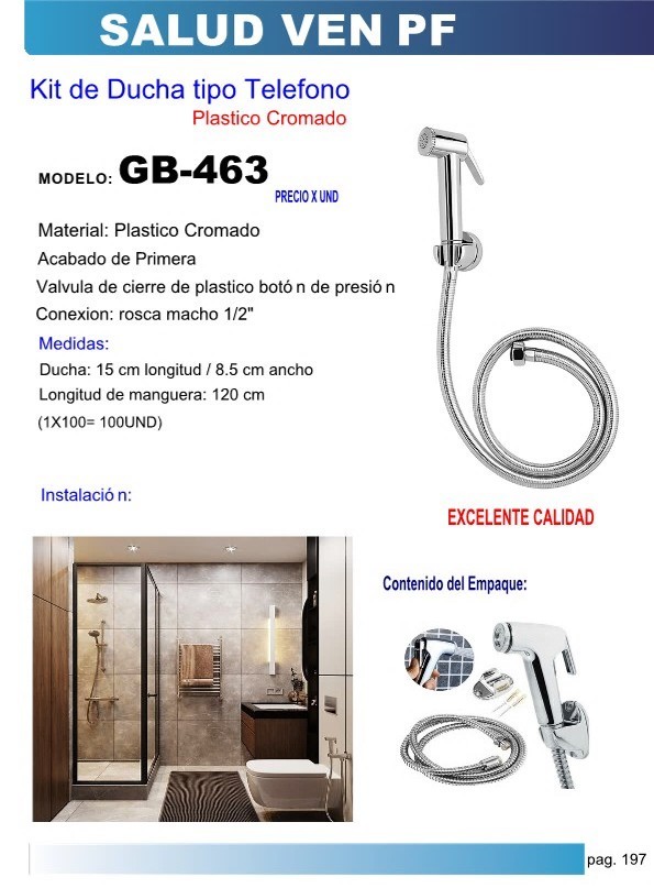 DUCHA TELEF PLAS/CROM COMBO 15X85CM Inc