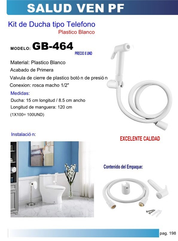 DUCHA TELEF PLAS/BLAN COMBO 15X85CM Inc