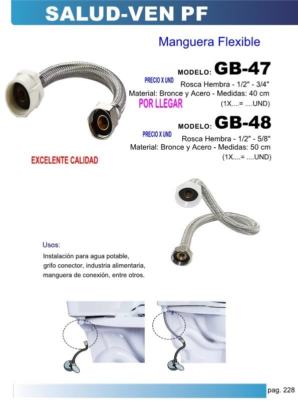 CANILLA WC 1/2x5/8 60CM BRONCE Y ACERO