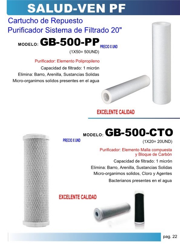 CART. REP 20" B/CARBON - 5A 30 MICRAS - ELIMINA: SEDIMENTOS 