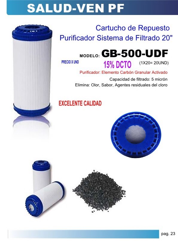 CART. REP 20" CARBON GRANULAR ACT - 5 MICRON - ELIMINA OLOR 