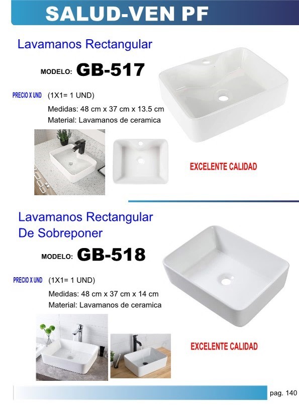 LAVAMANOS CERAMICA RECT 48X37X14 CM SOBREPONER