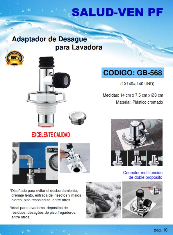 ADAPTADOR DESAGUE P/LAVADORA DOBLE - PLAST CROMADO - 14X7,5C