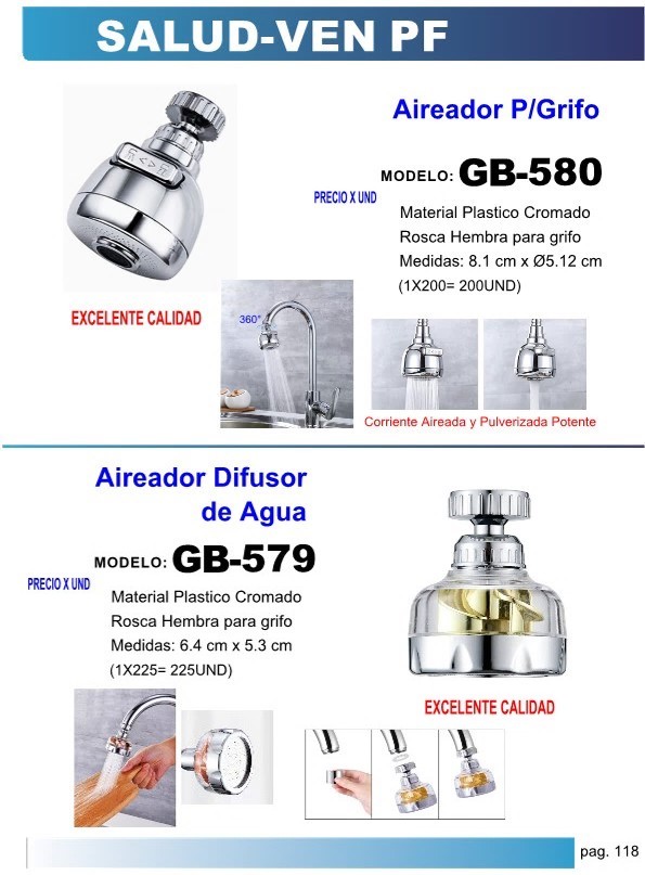 AIREADOR DIFUSOR DE AGUA PLAST/CROM 8X5CM EXTRAC INTERNO