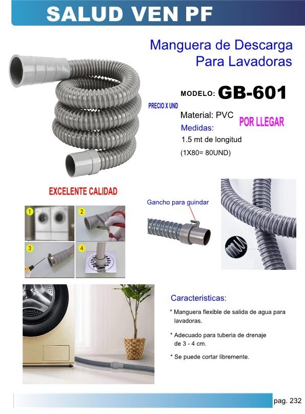 MANGUERA DESCARGA LAVADORA