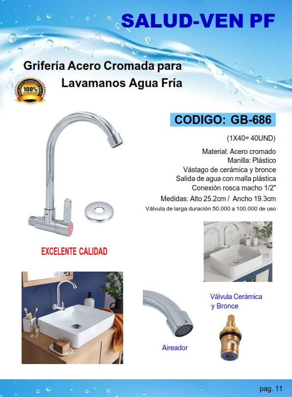 GRIF LAVAM/CLL/CIS/FR/, ACERO CROMADO 1/2 PARED - MANILLA PL