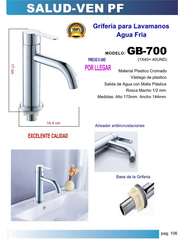 GRIF P/LAVAMANOS FRIA PLAST CROM 17X14CM VAST PLAST