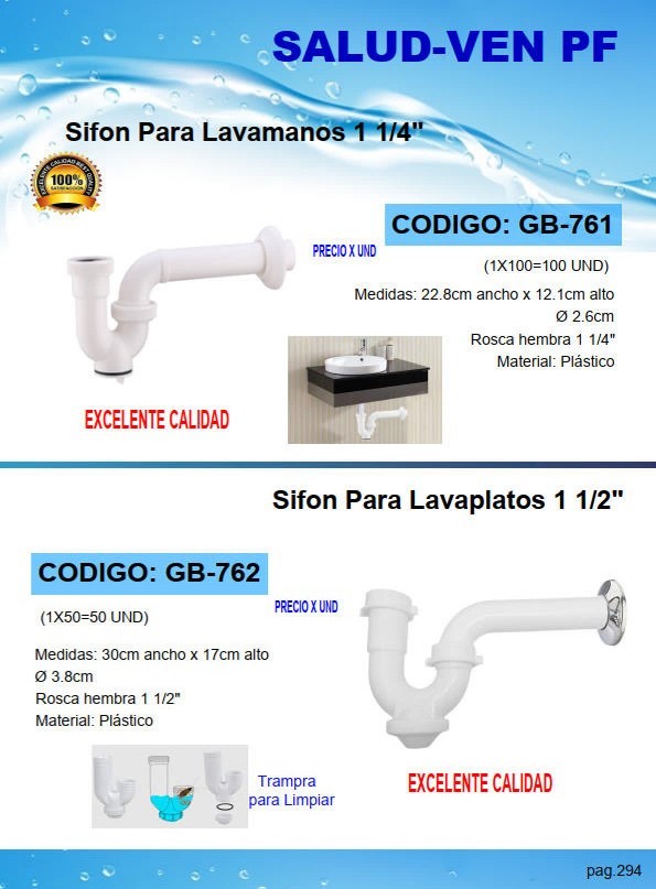 SIFON  1 1/4" PLASTICO P/LAVAMANOS C/TRAMPA