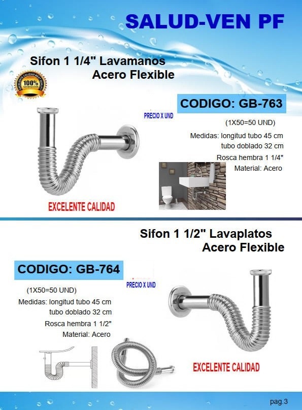 SIFON 1 1/4" LAVAMANOS ACER0 FLEXIBLE 45X32CM