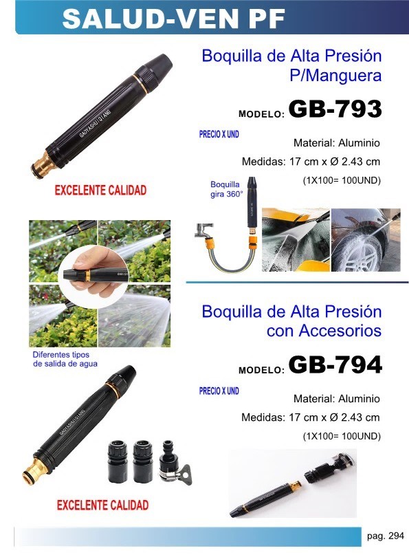 KIT BOQUILLA ALTA PRES P/CARRO 17X2,43CM ALUM (INCL ADAPT) C