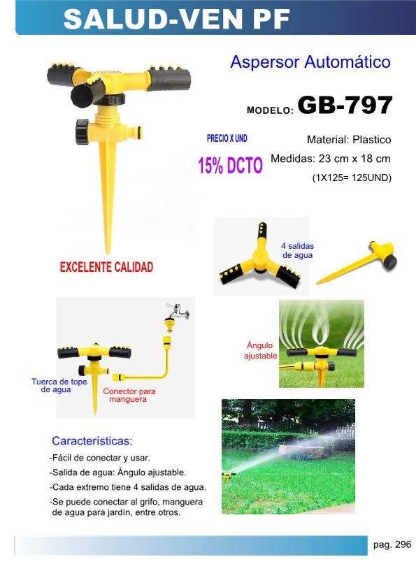 ASPERSOR 4 SALIDAS PLAST AUTOM 27X18CM-CONEC RAPIDO