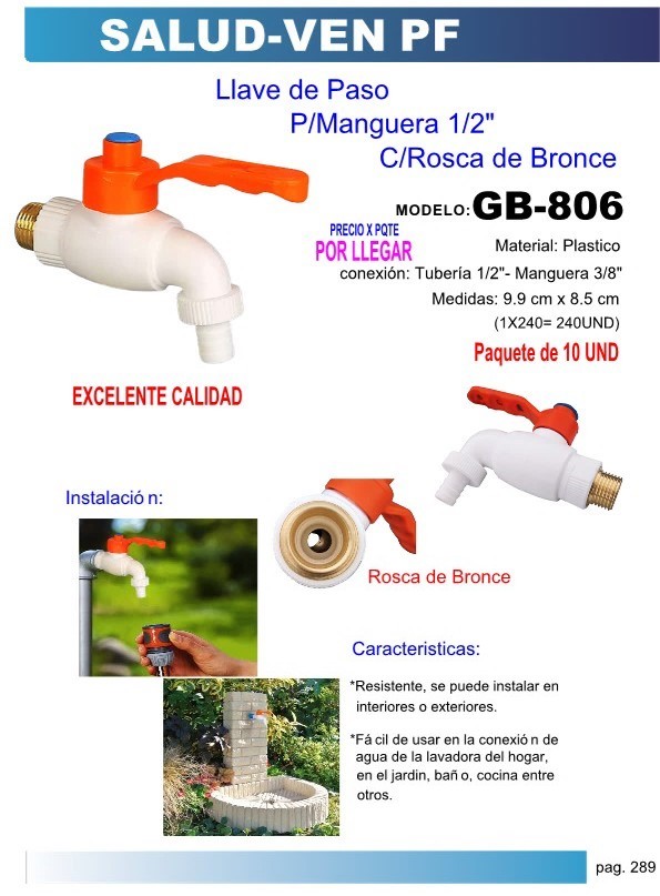 LLAVE CHORRO 1/2 C/ROSCA BRONCE (PAQ 10UND)