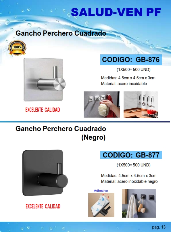 GANCHO PERCHERO CUADRADO - ACERO NEGRO - 4,5X4,5CM