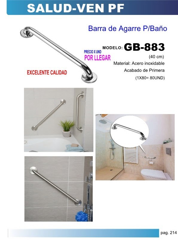 BARRA DE AGARRE BANO ACERO INOX X 40CM