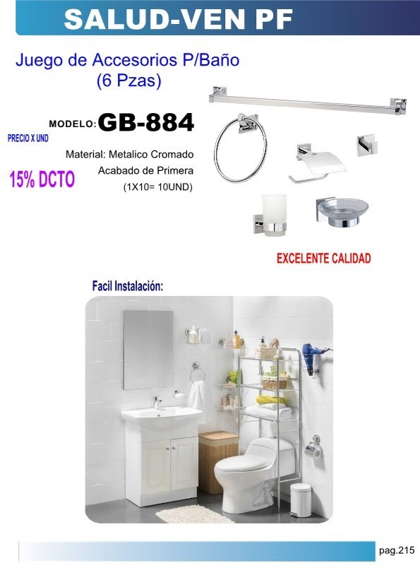 ACCESORIOS BANO METAL CROMADO 6PZAS