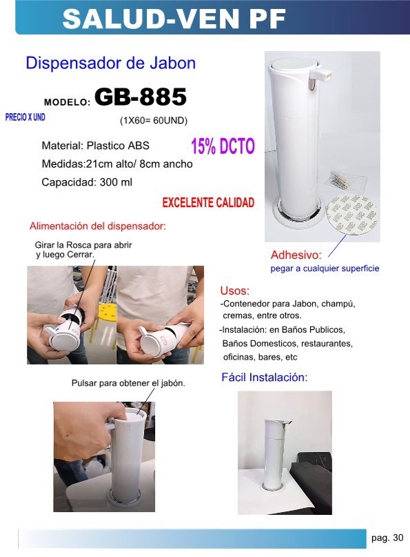 DISPENSADOR DE JABON 21cm x 8cm   300ml