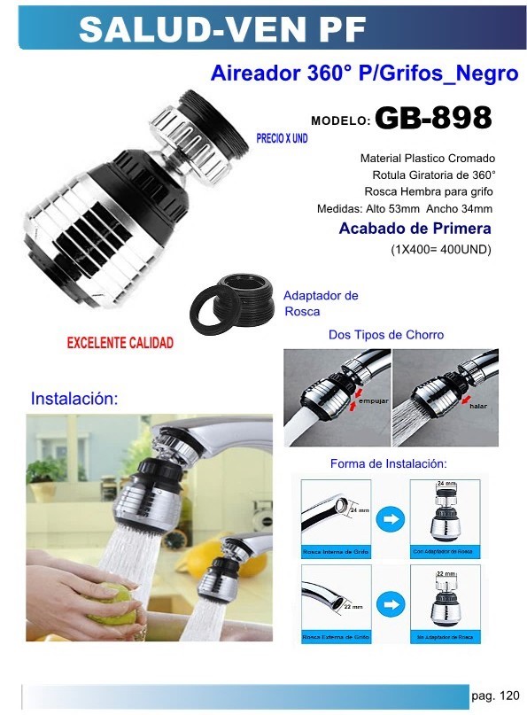 AIRADOR P/GRIFOS NEGRO PLAST/CROM