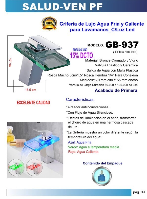 GRIF.LAVAMCLL VIDRIOLEDFR/CAL17X9CM ACERO CROMBAT AA 1/2