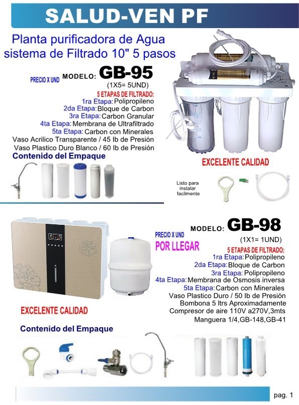 PLANTA PURIF AGUA 10" 5 ETAPAS - AGUA/FRIA -45LBS-60LBS