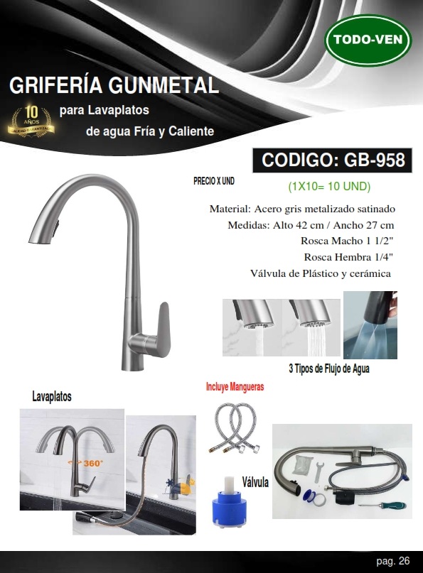 GRIF LAVAPL/CL/FR 42X27CM - ACERO GRIS METALIZADO 1/2