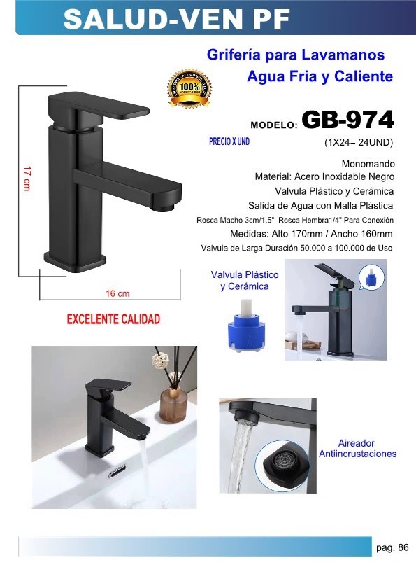 GRIF LUJO NEGRA A/FRIA/CAL LAVAM 17X16CM