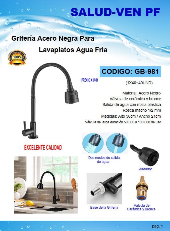 GRIF LAVPL/CLL/FLEX/FR 36X21CM - ACERO INOX NEGRO 1/2