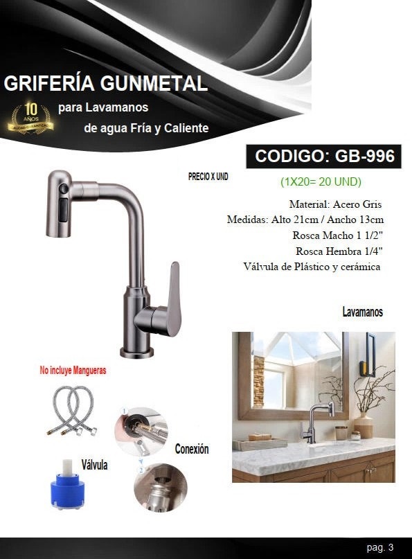 GRIF LAVAM/RECT/FR/CAL,PICO AIREADOR - 21CMX13CM, ACERO GRIS